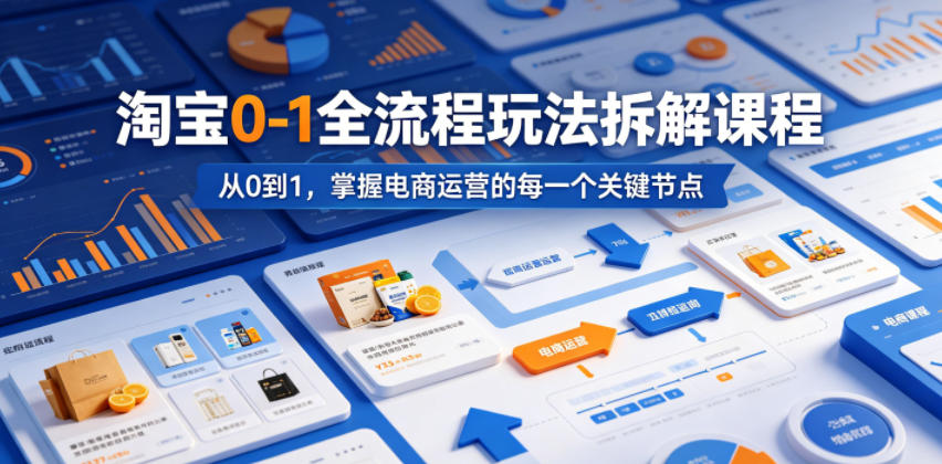 淘宝0-1全流程玩法拆解课程，从0到1，掌握电商运营的每一个关键节点青祥项目库-闲云创业网-老谢轻创网-中创网-福缘网-冒泡网-资源之家-魔方项目库青祥项目库