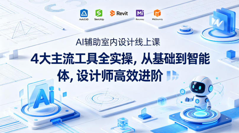 AI辅助室内设计线上课｜4大主流工具全实操，从基础到智能体，设计师高效进阶青祥项目库-闲云创业网-老谢轻创网-中创网-福缘网-冒泡网-资源之家-魔方项目库青祥项目库