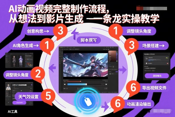 AI动画视频完整制作流程，从想法到影片生成一条龙实操教学青祥项目库-闲云创业网-老谢轻创网-中创网-福缘网-冒泡网-资源之家-魔方项目库青祥项目库