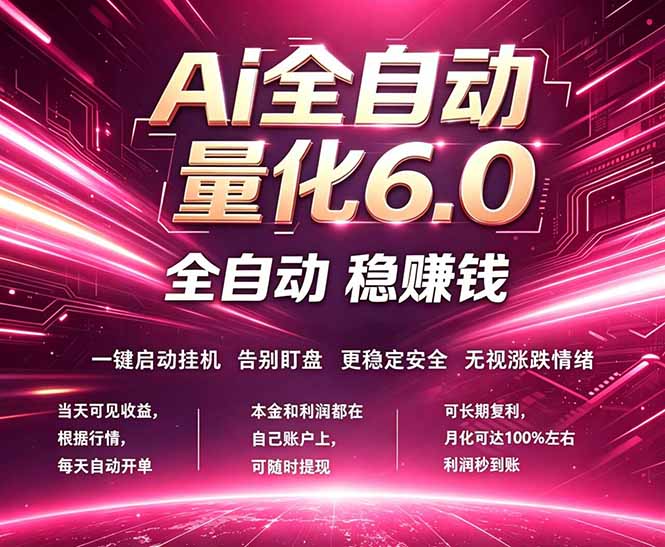 最新AI量化交易6.0，24小时自动运行，绿色稳定！日入1000+青祥项目库-闲云创业网-老谢轻创网-中创网-福缘网-冒泡网-资源之家-魔方项目库青祥项目库