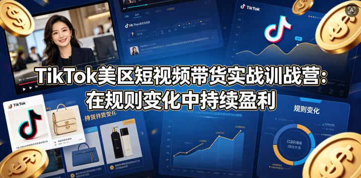 TikTok美区短视频带货实战训战营：在规则变化中持续盈利青祥项目库-闲云创业网-老谢轻创网-中创网-福缘网-冒泡网-资源之家-魔方项目库青祥项目库
