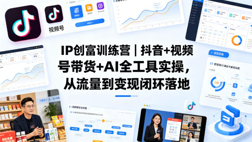 IP创富训练营｜抖音+视频号带货+AI全工具实操，从流量到变现闭环落地青祥项目库-闲云创业网-老谢轻创网-中创网-福缘网-冒泡网-资源之家-魔方项目库青祥项目库