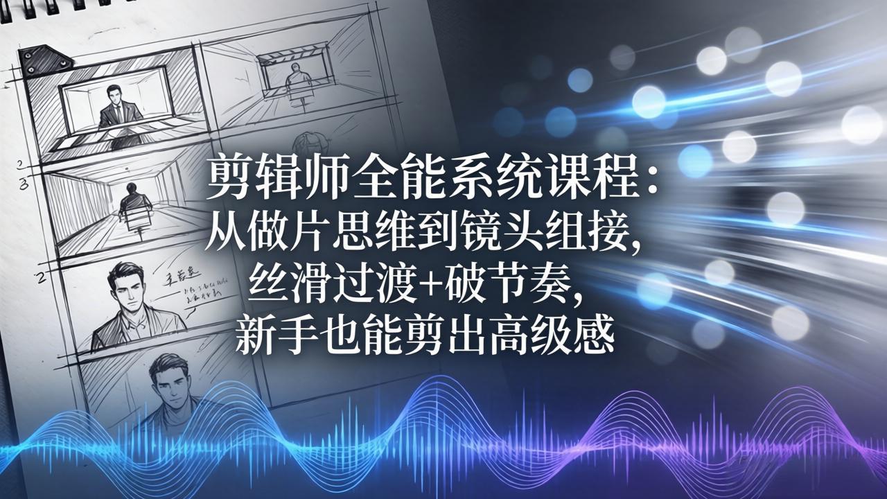 剪辑师全能系统课程：从做片思维到镜头组接，丝滑过渡+破节奏，新手也能剪出高级感青祥项目库-闲云创业网-老谢轻创网-中创网-福缘网-冒泡网-资源之家-魔方项目库青祥项目库