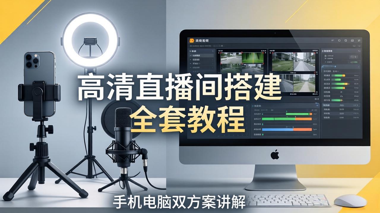 高清直播间搭建全套教程，手机电脑双方案讲解，设备选型调试多机位实操教学青祥项目库-闲云创业网-老谢轻创网-中创网-福缘网-冒泡网-资源之家-魔方项目库青祥项目库