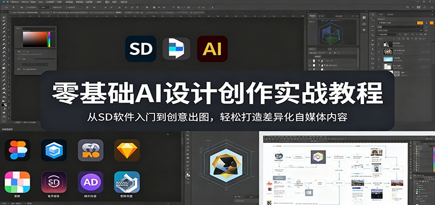 零基础AI设计创作实战教程：从SD软件入门到创意出图，轻松打造差异化自媒体内容青祥项目库-闲云创业网-老谢轻创网-中创网-福缘网-冒泡网-资源之家-魔方项目库青祥项目库