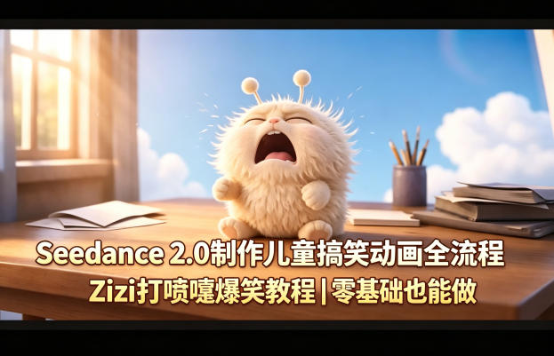 Seedance 2.0制作儿童搞笑动画全流程Zizi打喷嚏爆笑教程｜零基础也能做青祥项目库-闲云创业网-老谢轻创网-中创网-福缘网-冒泡网-资源之家-魔方项目库青祥项目库