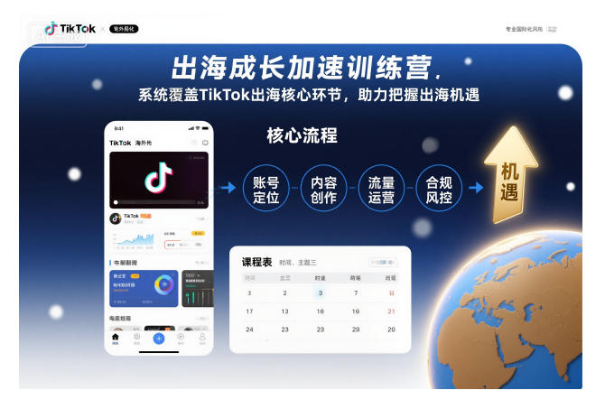 出海成长加速训练营，系统覆盖TikTok出海核心环节，助力把握出海机遇(更新)青祥项目库-闲云创业网-老谢轻创网-中创网-福缘网-冒泡网-资源之家-魔方项目库青祥项目库