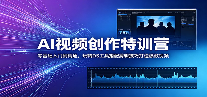 AI视频创作特训营：零基础入门到精通，玩转DS工具搭配剪辑技巧打造爆款视频青祥项目库-闲云创业网-老谢轻创网-中创网-福缘网-冒泡网-资源之家-魔方项目库青祥项目库