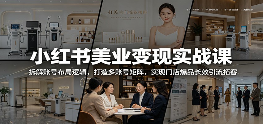 小红书美业变现实战课：拆解账号布局逻辑，打造多账号矩阵，实现门店爆品长效引流拓客青祥项目库-闲云创业网-老谢轻创网-中创网-福缘网-冒泡网-资源之家-魔方项目库青祥项目库
