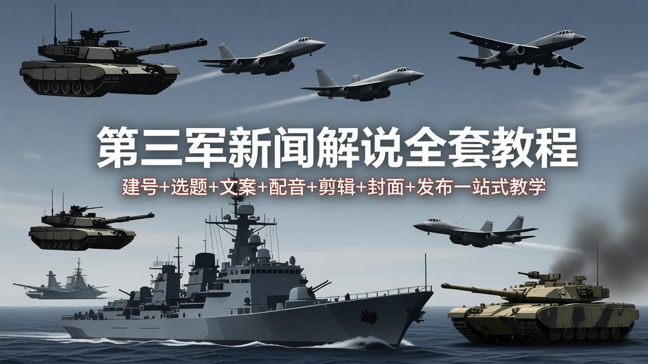 第三军迷新闻解说全套教程：建号+选题+文案+配音+剪辑+封面+发布一站式教学青祥项目库-闲云创业网-老谢轻创网-中创网-福缘网-冒泡网-资源之家-魔方项目库青祥项目库