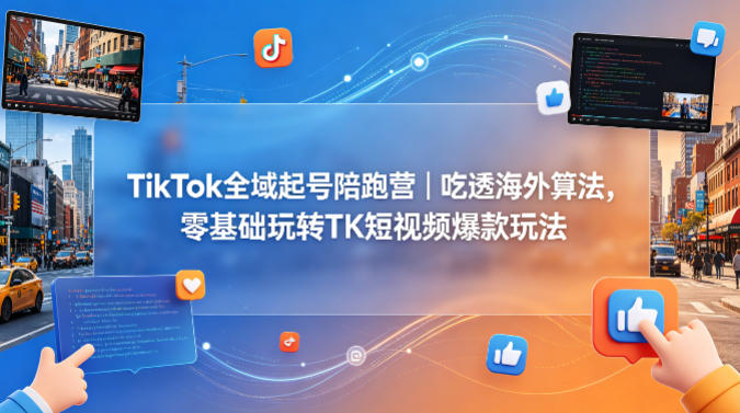 TikTok全域起号陪跑营｜吃透海外算法，零基础玩转TK短视频爆款玩法青祥项目库-闲云创业网-老谢轻创网-中创网-福缘网-冒泡网-资源之家-魔方项目库青祥项目库