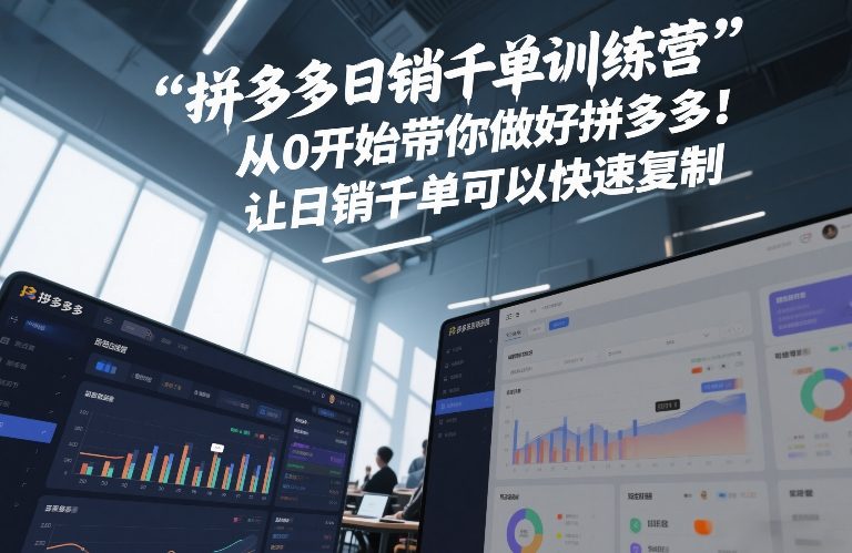 拼多多日销千单训练营，从0开始带你做好拼多多，让日销千单可以快速复制(更新26年4月)青祥项目库-闲云创业网-老谢轻创网-中创网-福缘网-冒泡网-资源之家-魔方项目库青祥项目库