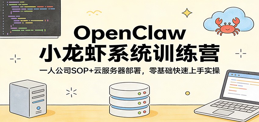 OpenClaw小龙虾系统训练营：一人公司SOP，云服务器部署，零基础快速上手实操青祥项目库-闲云创业网-老谢轻创网-中创网-福缘网-冒泡网-资源之家-魔方项目库青祥项目库