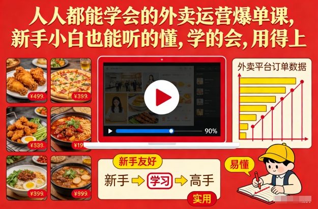 人人都能学会的外卖运营爆单课，新手小白也能听的懂，学的会，用得上青祥项目库-闲云创业网-老谢轻创网-中创网-福缘网-冒泡网-资源之家-魔方项目库青祥项目库