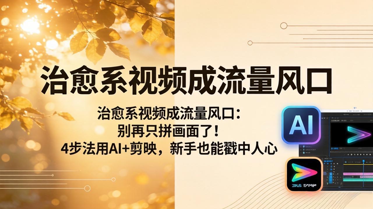 治愈系视频成流量风口：别再只拼画面了！4步法用AI+剪映，新手也能戳中人心青祥项目库-闲云创业网-老谢轻创网-中创网-福缘网-冒泡网-资源之家-魔方项目库青祥项目库