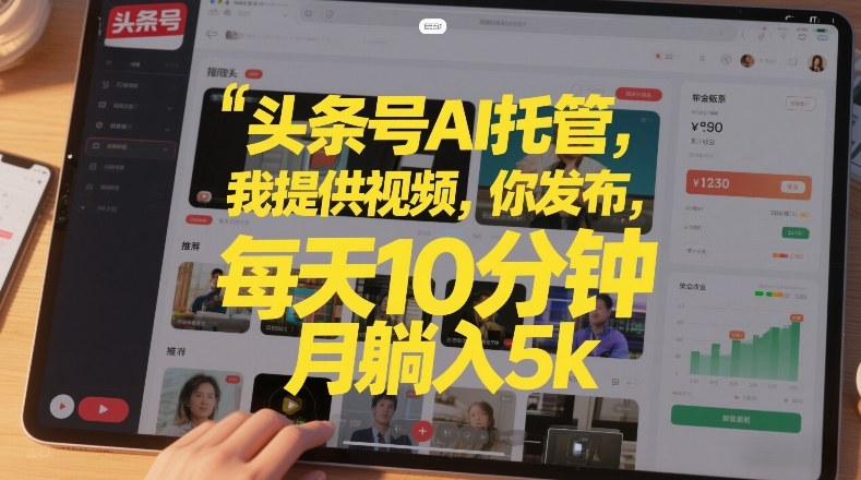 头条号AI托管，我提供视频，你发布，每天10分钟，月躺入5k+【揭秘】青祥项目库-闲云创业网-老谢轻创网-中创网-福缘网-冒泡网-资源之家-魔方项目库青祥项目库