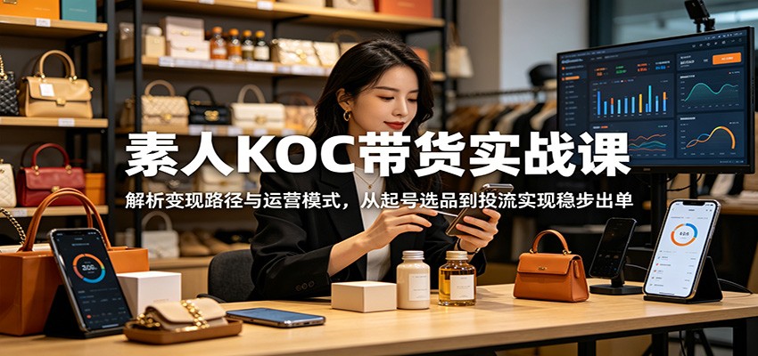 素人KOC带货实战课：解析变现路径与运营模式，从起号选品到投流实现稳步出单青祥项目库-闲云创业网-老谢轻创网-中创网-福缘网-冒泡网-资源之家-魔方项目库青祥项目库
