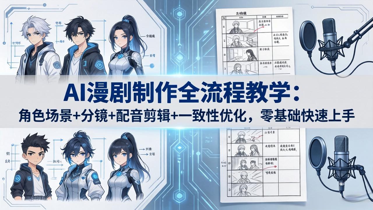 AI漫剧制作全流程教学：角色场景+分镜+配音剪辑+一致性优化，零基础快速上手青祥项目库-闲云创业网-老谢轻创网-中创网-福缘网-冒泡网-资源之家-魔方项目库青祥项目库