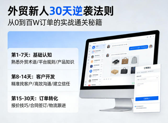 外贸新人30天逆袭法则，教你从0到百W订单的实战通关秘籍青祥项目库-闲云创业网-老谢轻创网-中创网-福缘网-冒泡网-资源之家-魔方项目库青祥项目库