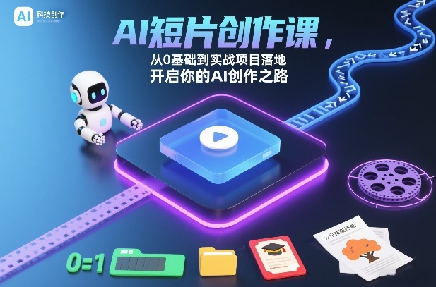 AI短片创作课，从0基础到实战项目落地，开启你的AI创作之路(更新)青祥项目库-闲云创业网-老谢轻创网-中创网-福缘网-冒泡网-资源之家-魔方项目库青祥项目库
