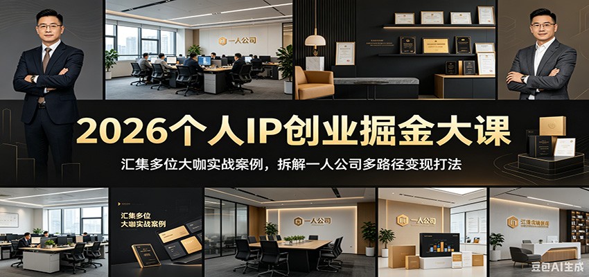 2026个人IP创业掘金大课：汇集多位大咖实战案例，拆解一人公司多路径变现打法青祥项目库-闲云创业网-老谢轻创网-中创网-福缘网-冒泡网-资源之家-魔方项目库青祥项目库