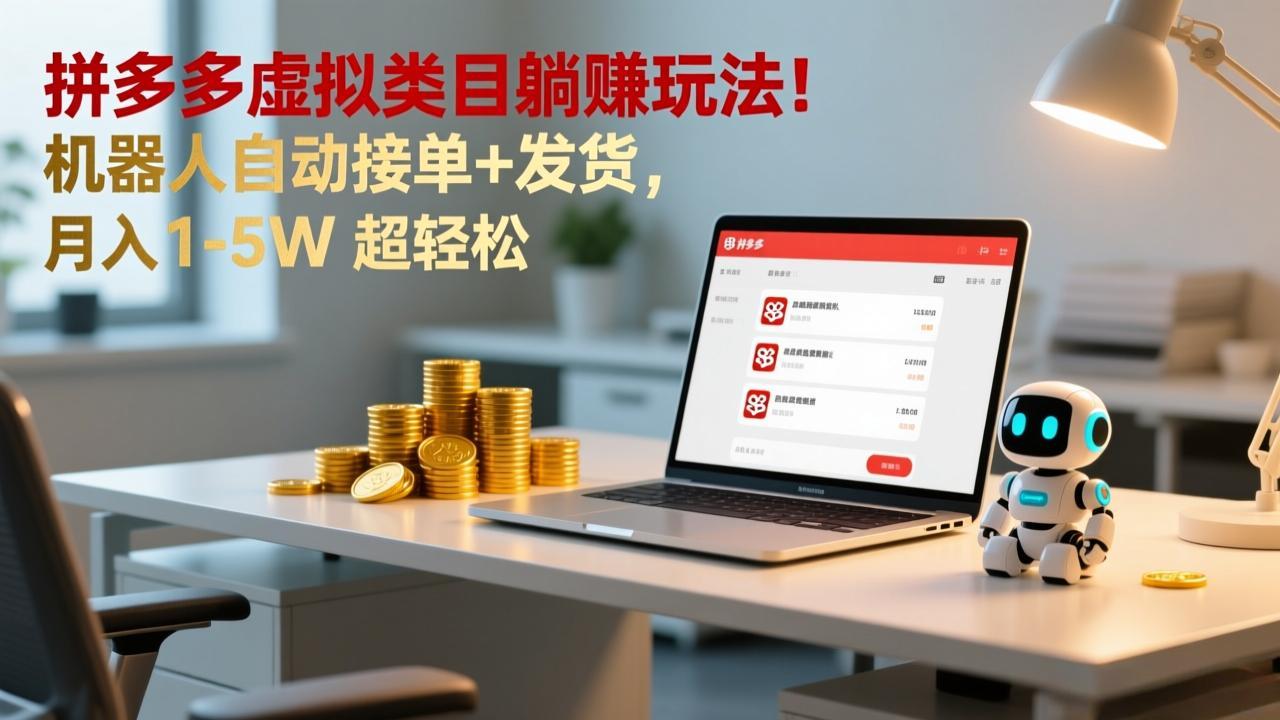 多多虚拟类目躺赚玩法！机器人自动接单+发货，月入 1-5W 超轻松青祥项目库-闲云创业网-老谢轻创网-中创网-福缘网-冒泡网-资源之家-魔方项目库青祥项目库