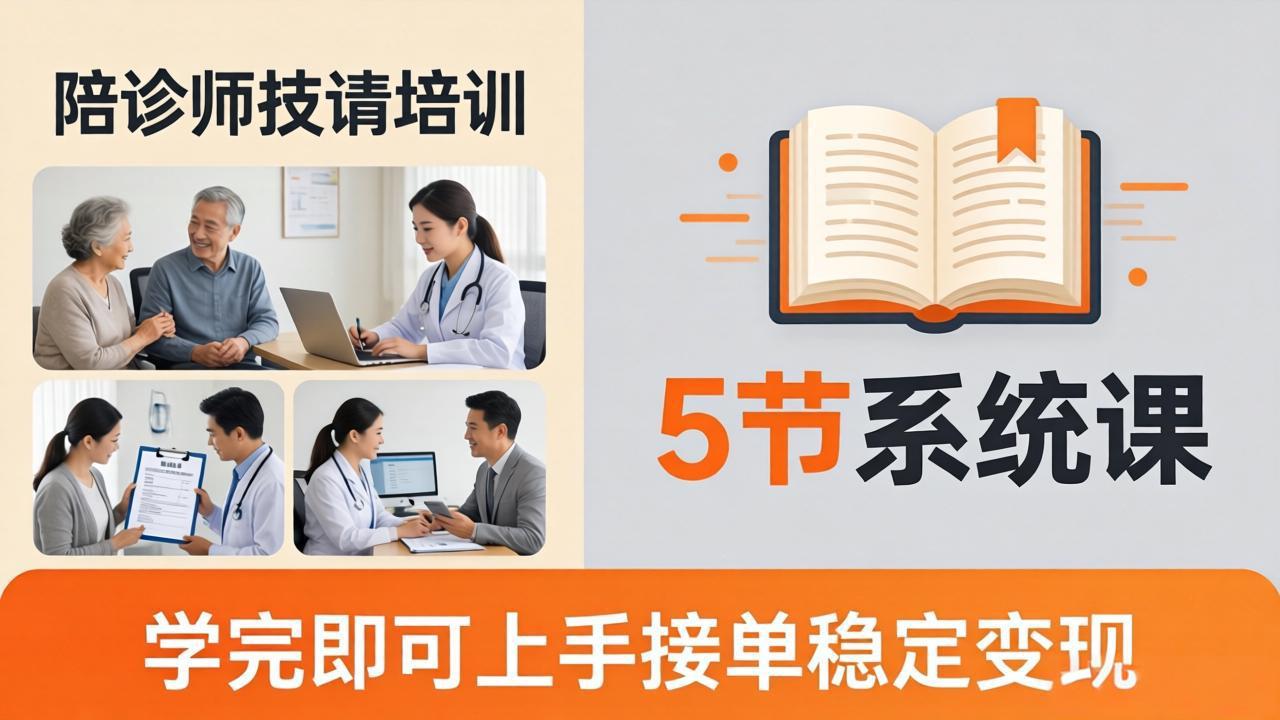 想做陪诊师不知从何下手？5节系统课教你掌握核心技能，学完即可上手接单稳定变现青祥项目库-闲云创业网-老谢轻创网-中创网-福缘网-冒泡网-资源之家-魔方项目库青祥项目库