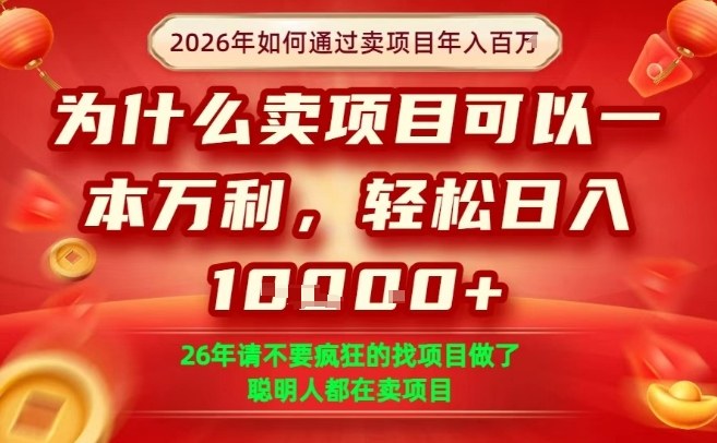 一单净利润1K+，26年想年入100个W，死磕卖项目就够了【揭秘】青祥项目库-闲云创业网-老谢轻创网-中创网-福缘网-冒泡网-资源之家-魔方项目库青祥项目库