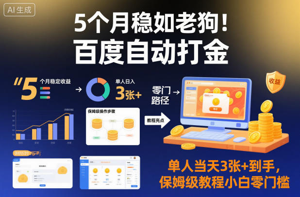 5个月稳如老狗！百度自动打金，单人当天3张+到手，保姆级教程小白零门槛【揭秘】青祥项目库-闲云创业网-老谢轻创网-中创网-福缘网-冒泡网-资源之家-魔方项目库青祥项目库