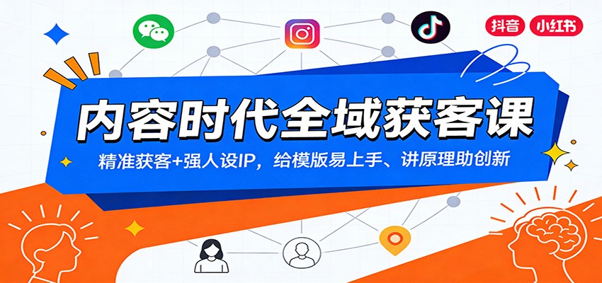 内容时代全域获客课：精准获客+强人设IP，给模版易上手、讲原理助创新青祥项目库-闲云创业网-老谢轻创网-中创网-福缘网-冒泡网-资源之家-魔方项目库青祥项目库