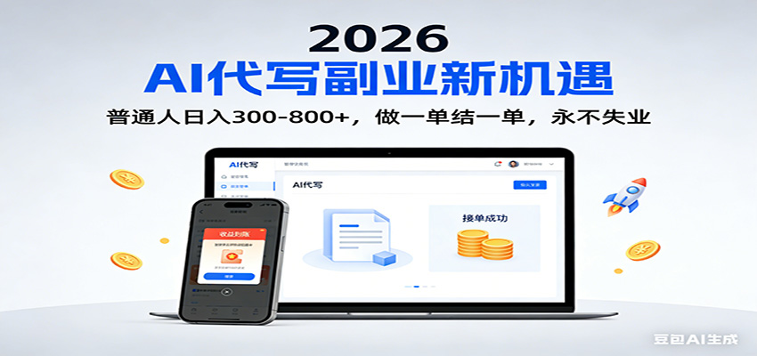 2026 副业首选!AI 代写日入 300-800,普通人0门槛,做一单结一单!青祥项目库-闲云创业网-老谢轻创网-中创网-福缘网-冒泡网-资源之家-魔方项目库青祥项目库