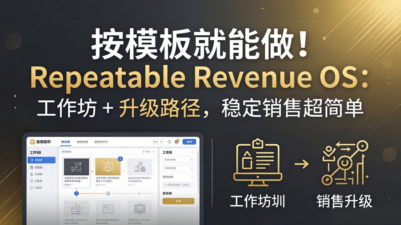 按模板就能做！Repeatable Revenue OS：工作坊 + 升级路径，稳定销售超简单青祥项目库-闲云创业网-老谢轻创网-中创网-福缘网-冒泡网-资源之家-魔方项目库青祥项目库