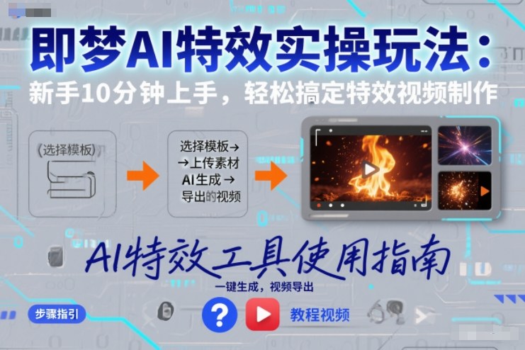 即梦AI特效实操玩法：新手10分钟上手，轻松搞定特效视频制作青祥项目库-闲云创业网-老谢轻创网-中创网-福缘网-冒泡网-资源之家-魔方项目库青祥项目库