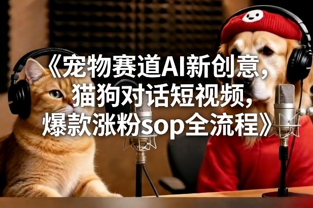 宠物赛道AI新创意，猫狗对话短视频，爆款涨粉sop全流程青祥项目库-闲云创业网-老谢轻创网-中创网-福缘网-冒泡网-资源之家-魔方项目库青祥项目库