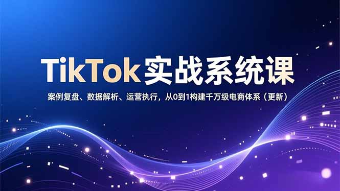 TikTok实战系统课，案例复盘、数据解析、运营执行，从0到1构建千万级电商体系(更新青祥项目库-闲云创业网-老谢轻创网-中创网-福缘网-冒泡网-资源之家-魔方项目库青祥项目库