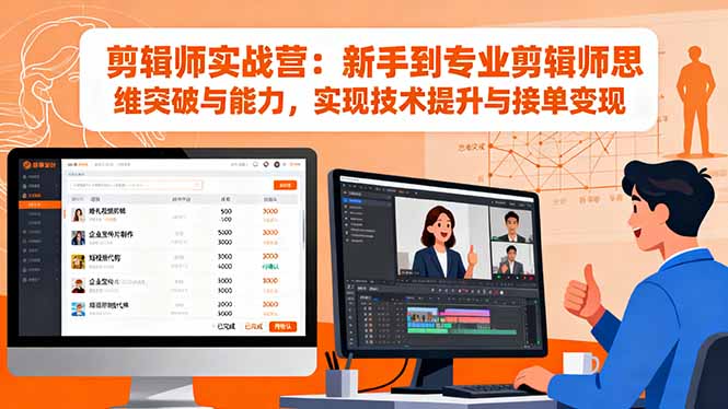 剪辑师实战营：新手到专业剪辑师思维突破与能力，实现技术提升与接单变现青祥项目库-闲云创业网-老谢轻创网-中创网-福缘网-冒泡网-资源之家-魔方项目库青祥项目库