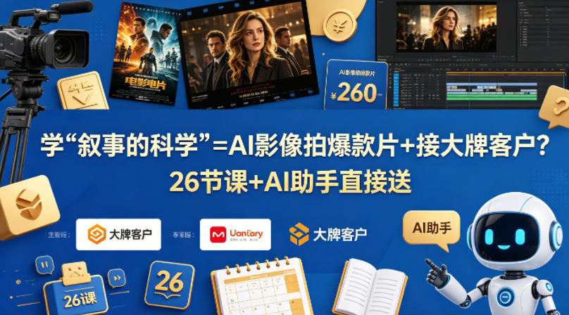 学《叙事的科学》=AI影像拍爆款片+接大牌客户？26节课+AI助手直接送【原创双语字幕】青祥项目库-闲云创业网-老谢轻创网-中创网-福缘网-冒泡网-资源之家-魔方项目库青祥项目库