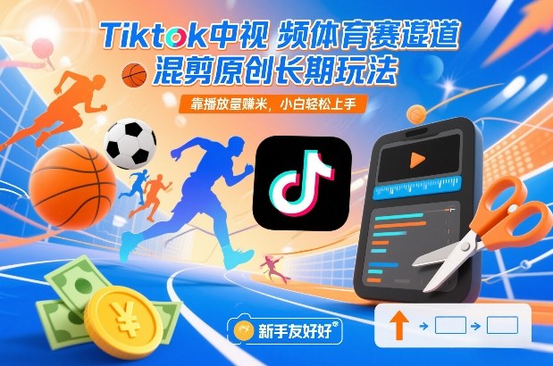 Tiktok中视频体育赛道混剪原创长期玩法，靠播放量賺米，小白轻松上手青祥项目库-闲云创业网-老谢轻创网-中创网-福缘网-冒泡网-资源之家-魔方项目库青祥项目库