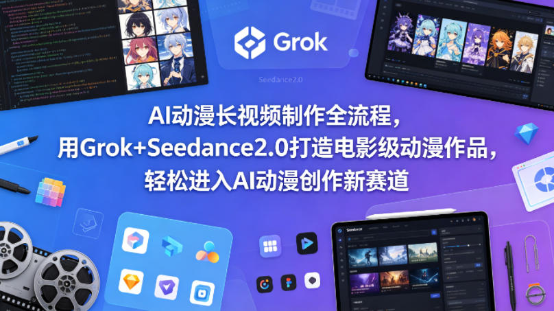 AI动漫长视频制作全流程，用Grok+Seedance2.0打造电影级动漫作品，轻松进入AI动漫创作新赛道青祥项目库-闲云创业网-老谢轻创网-中创网-福缘网-冒泡网-资源之家-魔方项目库青祥项目库