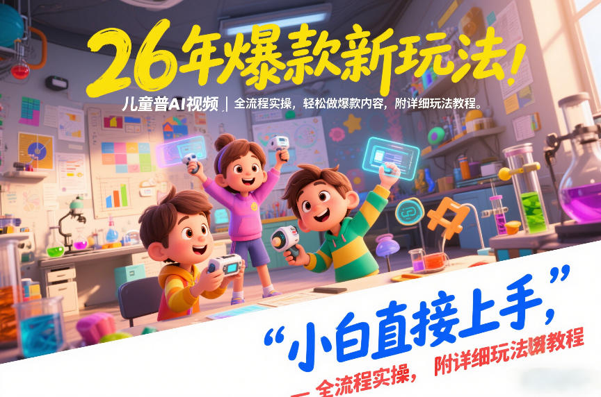 26年爆款新玩法，儿童科普AI视频，全流程实操，轻松做爆款内容，小白直接上手，附详细玩法教程青祥项目库-闲云创业网-老谢轻创网-中创网-福缘网-冒泡网-资源之家-魔方项目库青祥项目库