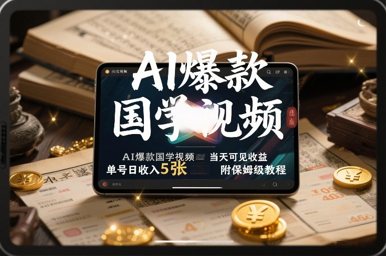 AI爆款国学视频，独家起号方法，小白直接上手，当天可见收益，单号日收入5张+附保姆级教程青祥项目库-闲云创业网-老谢轻创网-中创网-福缘网-冒泡网-资源之家-魔方项目库青祥项目库