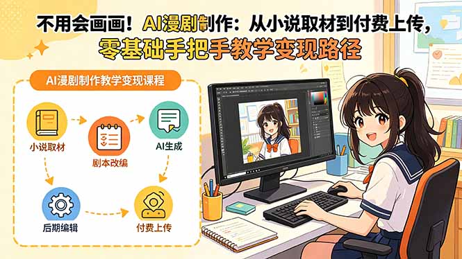 不用会画画！AI漫剧制作：从小说取材到付费上传，零基础手把手教学变现路径青祥项目库-闲云创业网-老谢轻创网-中创网-福缘网-冒泡网-资源之家-魔方项目库青祥项目库