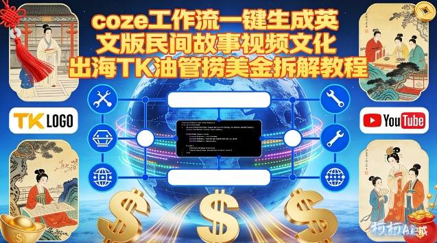 Coze扣子工作流一键生成英文版民间故事视频，文化出海TK油管捞美金拆解教程青祥项目库-闲云创业网-老谢轻创网-中创网-福缘网-冒泡网-资源之家-魔方项目库青祥项目库