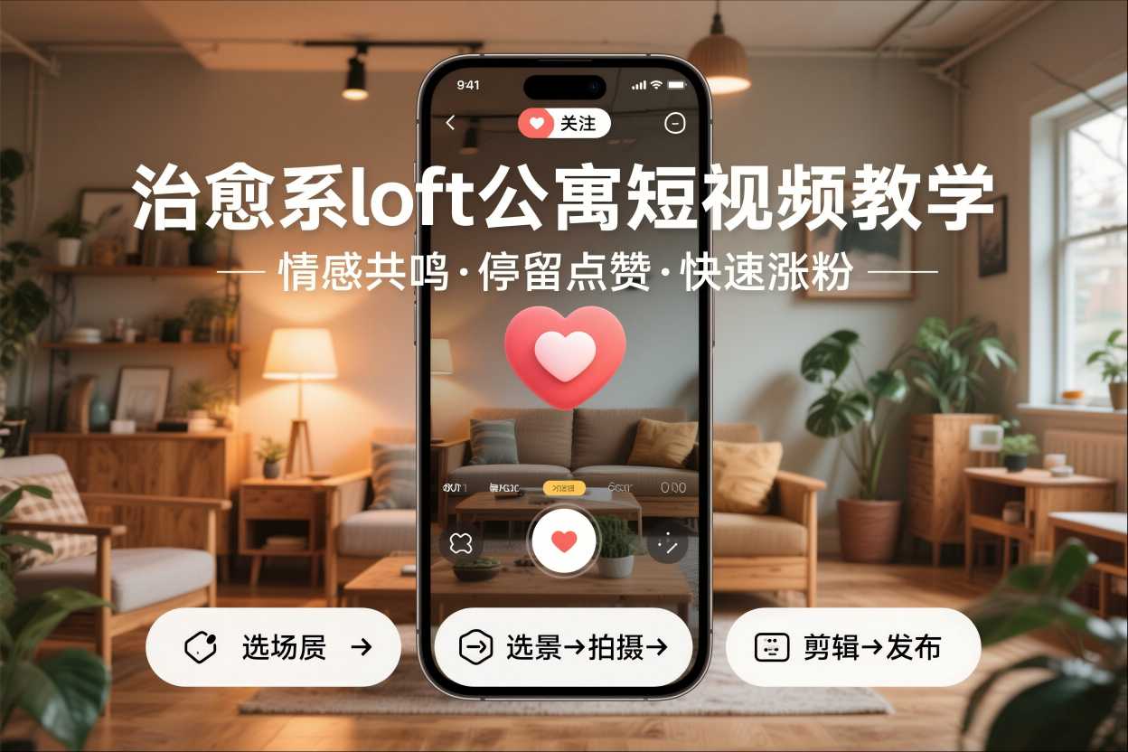 治愈系loft公寓短视频制作教学，情感共鸣引停留点赞关注，快速起号涨粉青祥项目库-闲云创业网-老谢轻创网-中创网-福缘网-冒泡网-资源之家-魔方项目库青祥项目库