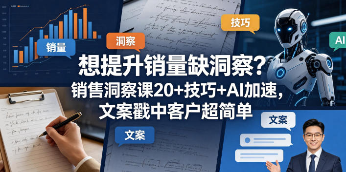 想提升销量缺洞察？销售洞察课20+技巧+AI加速，文案戳中客户超简单【原创双语字幕】青祥项目库-闲云创业网-老谢轻创网-中创网-福缘网-冒泡网-资源之家-魔方项目库青祥项目库