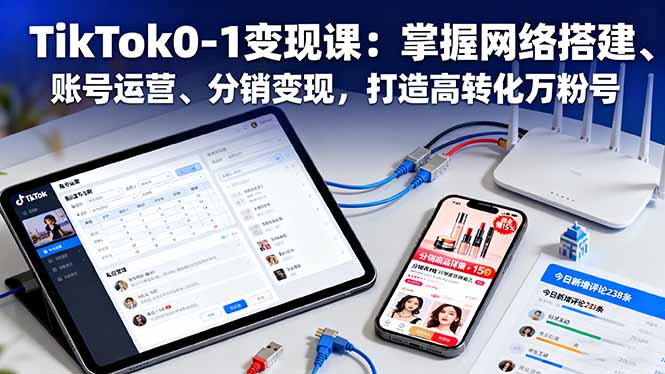 TikTok0-1变现课：掌握网络搭建、账号运营、分销变现，打造高转化万粉号青祥项目库-闲云创业网-老谢轻创网-中创网-福缘网-冒泡网-资源之家-魔方项目库青祥项目库