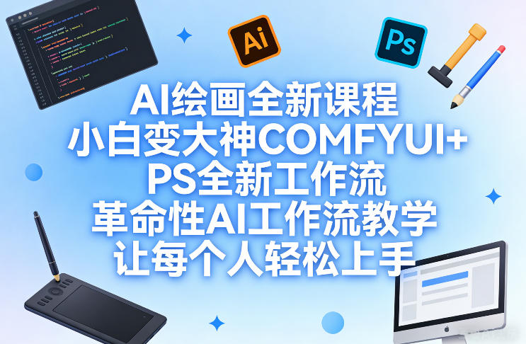 AI绘画全新课程，小白变大神COMFYUI+PS全新工作流，革命性AI工作流教学，让每个人轻松上手青祥项目库-闲云创业网-老谢轻创网-中创网-福缘网-冒泡网-资源之家-魔方项目库青祥项目库