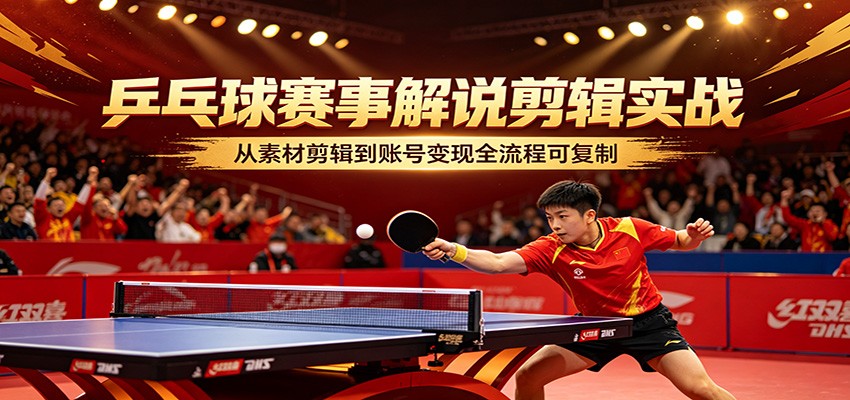 乒乓球赛事解说剪辑实战，从素材剪辑到账号变现全流程可复制青祥项目库-闲云创业网-老谢轻创网-中创网-福缘网-冒泡网-资源之家-魔方项目库青祥项目库