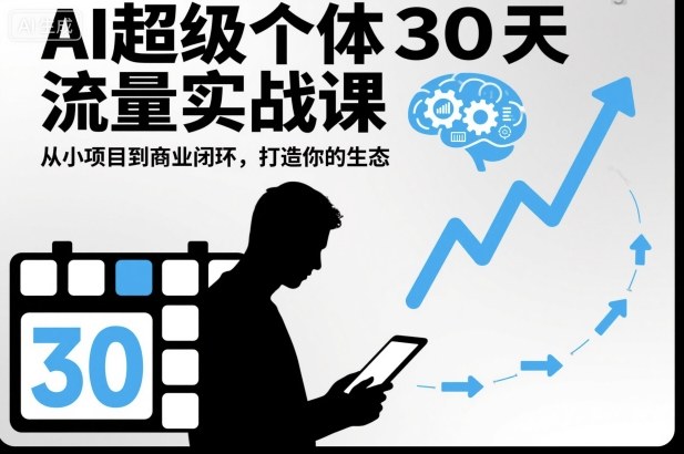 AI超级个体30天流量实战课，从小项目到商业闭环，打造你的生态青祥项目库-闲云创业网-老谢轻创网-中创网-福缘网-冒泡网-资源之家-魔方项目库青祥项目库