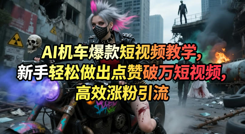 AI机车爆款短视频教学,新手轻松做出点赞破万短视频,高效涨粉引流青祥项目库-闲云创业网-老谢轻创网-中创网-福缘网-冒泡网-资源之家-魔方项目库青祥项目库